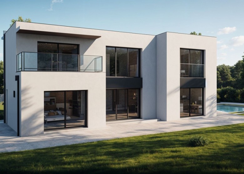 Maison toit plat facade arrière