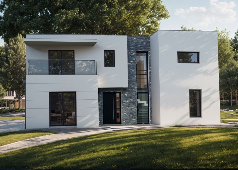 Maison toit plat facade avant