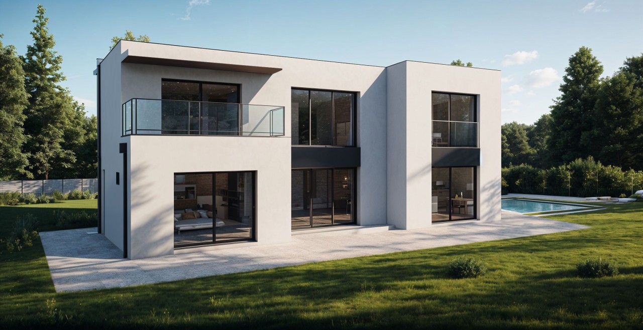 Maison toit plat facade arrière